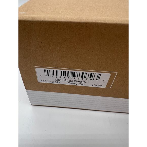 Soludos Marin Striped Sneaker Poppy Red Size 11 Woven Lace Up Ortholite Footbed - Picture 4 of 9